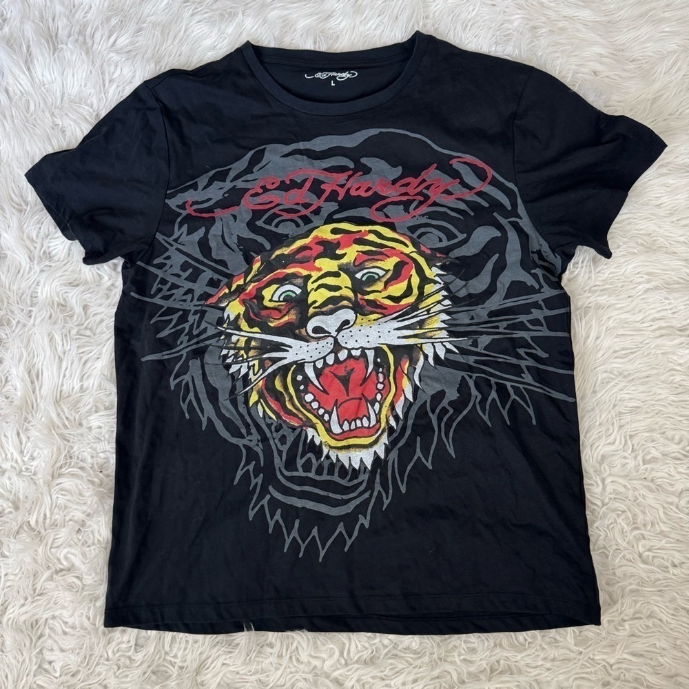 ED HARDY Tiger Graphic T Shirt Size Large